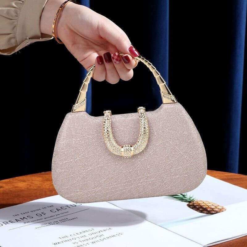 Pearl Handbag For Banquet With Rhinestones Fashionable Single Shoulder Versatile Bridesmaid Shiny Crossbody Elegant Sparkling Clutch Stylish