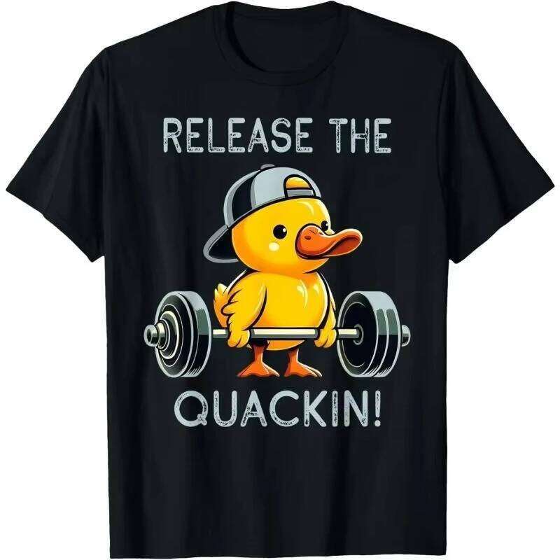 Funny Duck Fitness Black T-shirt For Men Fun Humour Text 3D Print Hip Hop Tee Shirts Gym Sport Breathable Fashion Top X260209