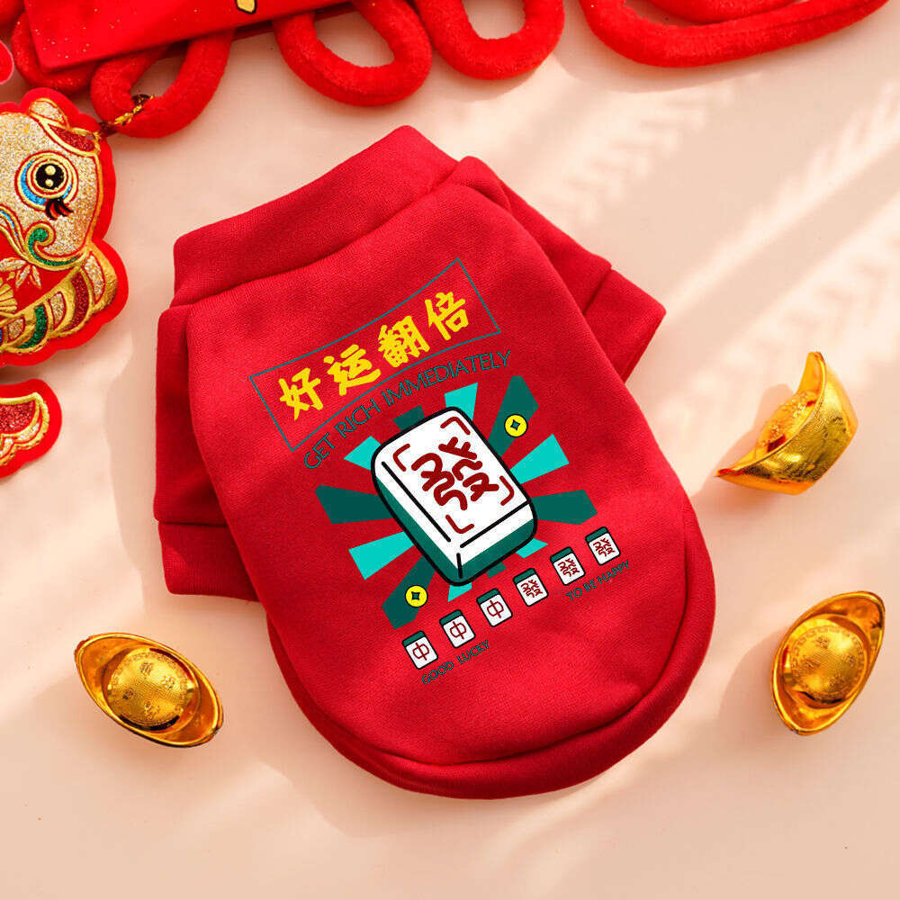 New Year Pet Clothing Fleece-Lined Two-Legged Sweatshirt Cat Clothes Teddy Dog Supplies Manufacturer Wholesale Apparel