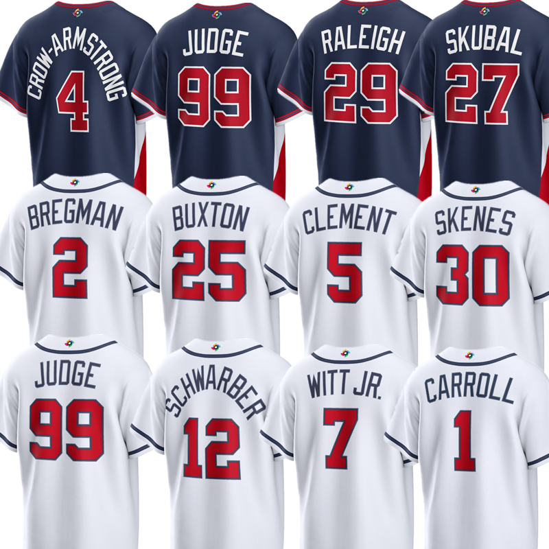 2026 World USA Baseball Jersey Pete Crow-Armstrong Cal Raleigh Aaron Judge Bobby Witt Jr. Tarik Skubal Bryce Harper Kyle Schwarber Alex Bregman Ernie Clement Men women