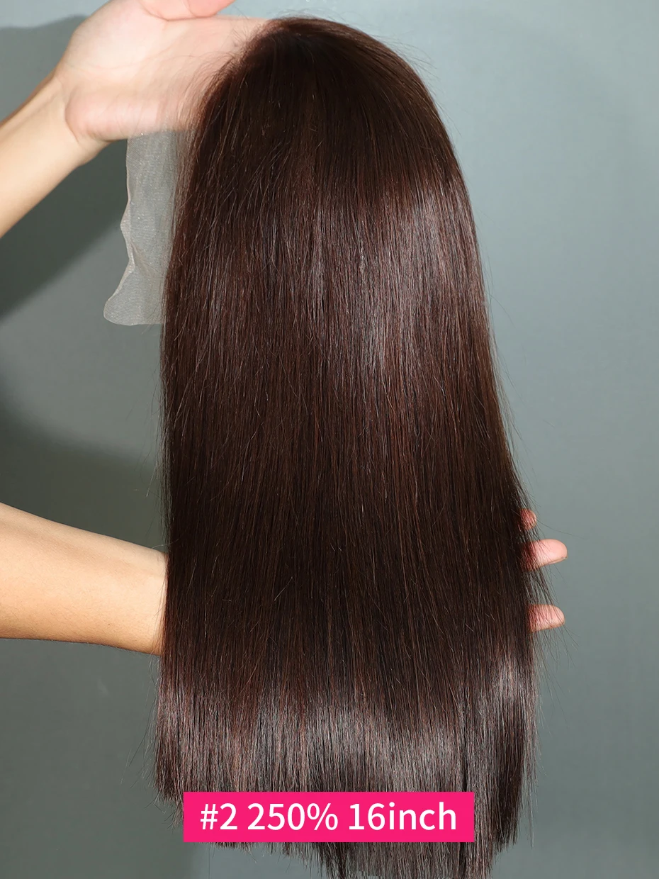 Brown Chocolate Color 250 Density Lace Frontal Wig Human Hair Raw Vietnamese Double Drawn 13x4 long lob Bob blunt cut Lace Front Human Hair Wigs