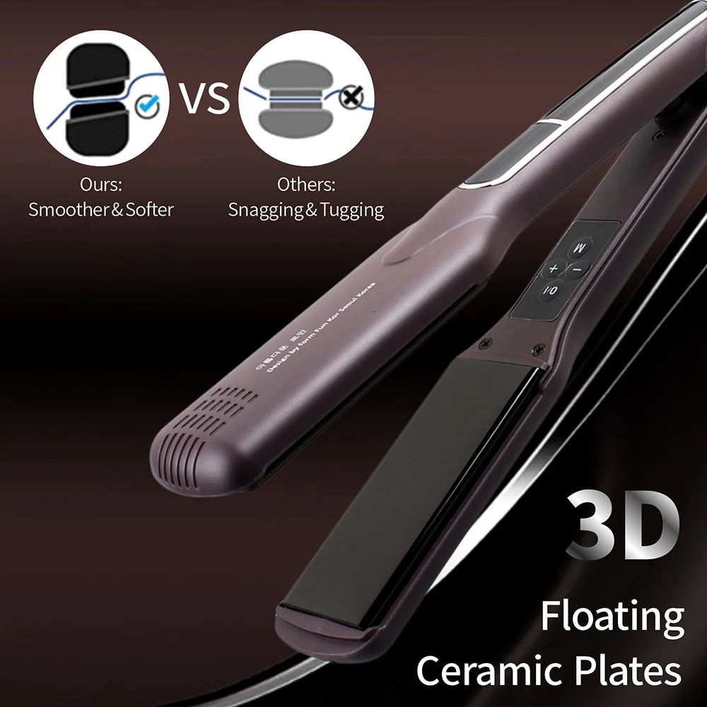 Professional Hair Straightener Curler Wide Plate Ceramic Hair Flat Irons Keratin Treatment 230 MCH Fast Heating Salon Styler 260126