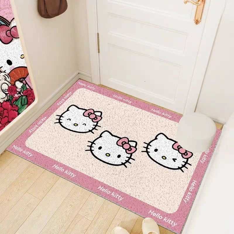 Hello Kitty entrance door silk loop mat cartoon anti-slip door mat dirt-resistant and dust-collecting foot mat S260207