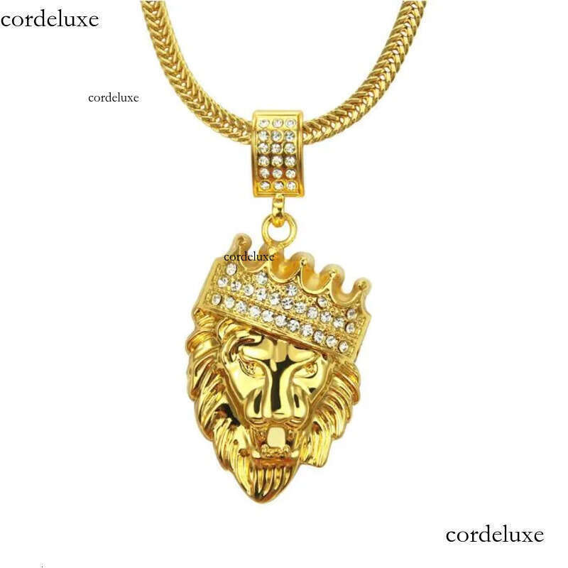 Hot Mens Hip Hop Jewelry Iced Out Plated Fashion Bling Lion Head Pendant Men Necklace Gold Filled For Gift/Present GB1513 34
