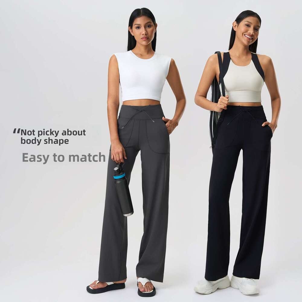 2026 New Double 6 Nylon High Waist Straight Loose Comfortable Elastic Waistband Sports Casual Yoga Pants Women Dl336 WKERSIY