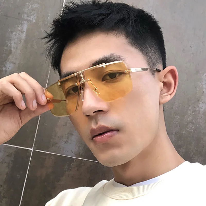 Rimless Sunglasses Rectangle Fashion Women Men Shades Large Square Sun Glasses for Female Male Summer Traveling 260207