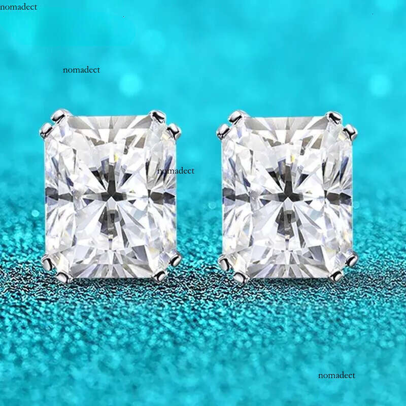 Smyoue 1CT 2CT 4CT Emerald/Radiant Cut Moissanite Stud Earrings for Women D Color Lab Dia Sterg Sier Jewelry 73