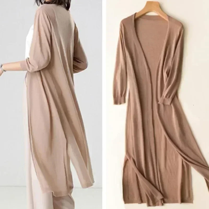 Spring Summer Sun Protection Clothing Women Long Cardigan Female Knitted Sweater Women Coat Jacket Ladies Shawl Outerwear 260122