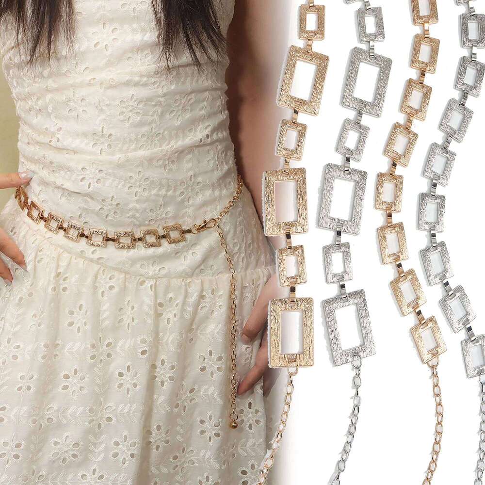 1 Piece Square Metal Ladies Waist Chain Fashion Versatile Belt Stylish Accessory for Women X260209