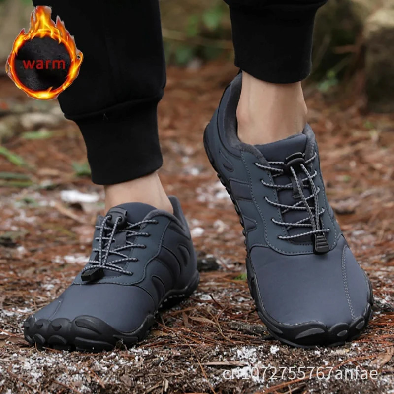 Mens Winter Warm Barefoot Shoes Waterproof Wide Toe Non-Slip Rubber Sole Plush Lined Hiking Shoes Outdoor Sneakers Running Shoe260128