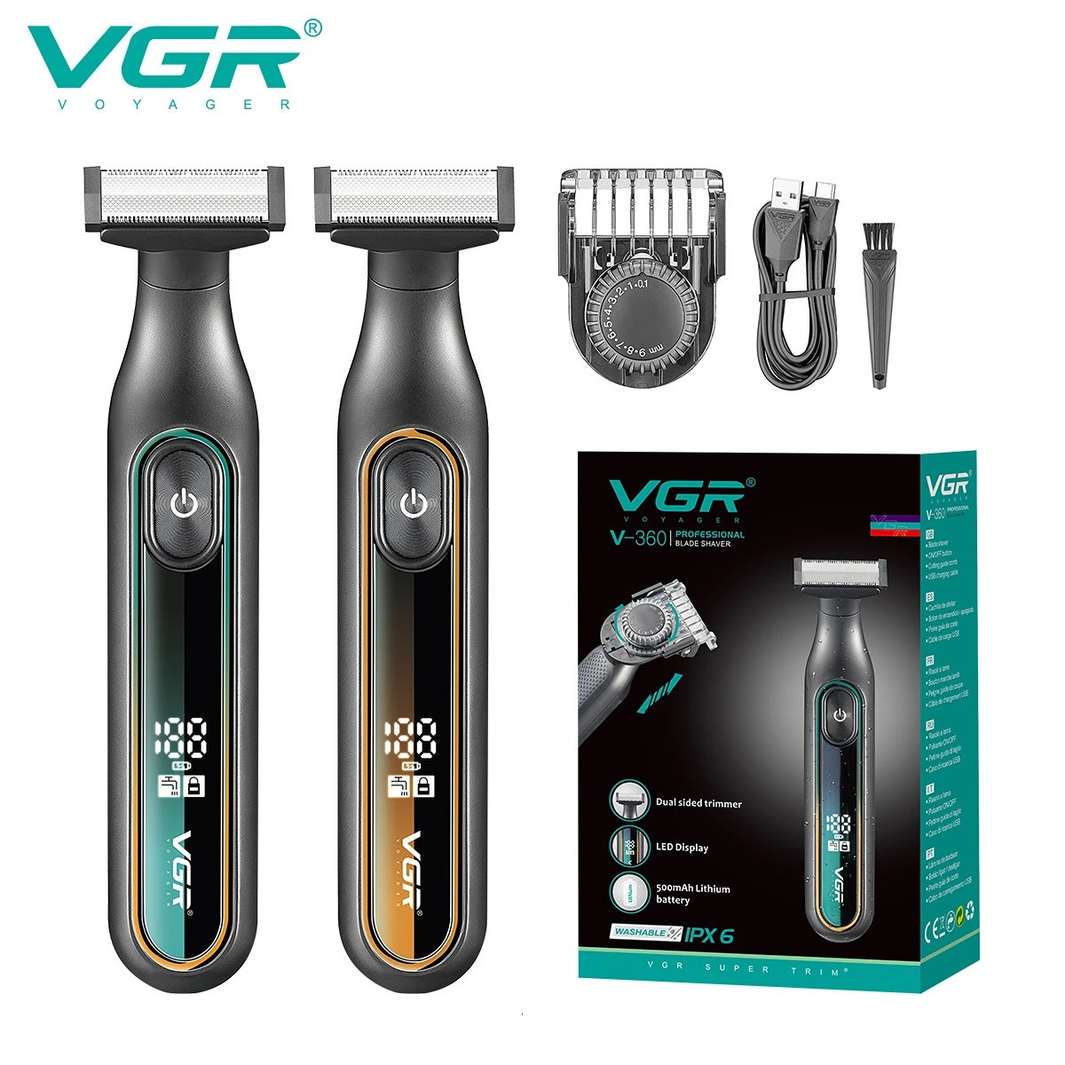 VGR Razor Professional Electric Shaver Portable Shaving Machine Waterproof Beard Trimmer Barber Shaving Machine for Men V-360 260126