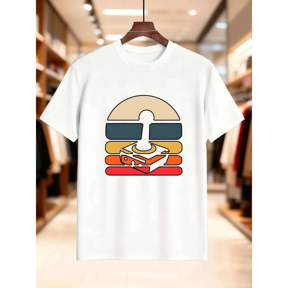 Men's Graphic Print Short Sleeve T-Shirt, Soft Comfortable Pure Cotton - Black & Yellow Video Game Controller Design, Casual S X260209