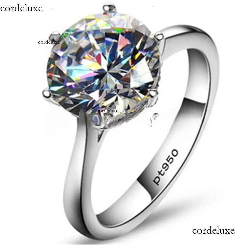 2ct 3ct 4ct Sterling Sier VVS Solitaire Moissanite Wedding Engagement Ring for women with gra certificate e4