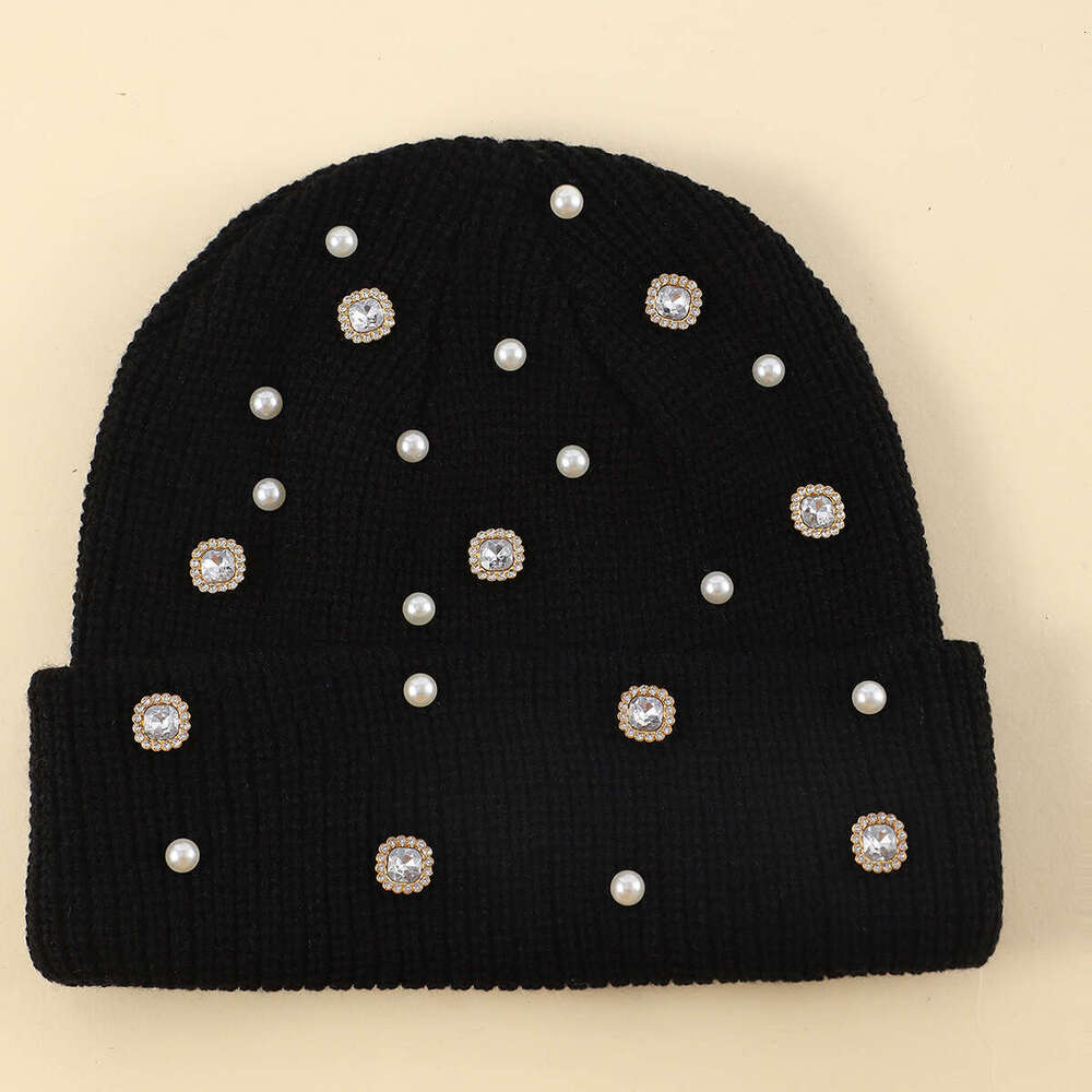 Cross-border autumn new large head circumference for men and women with rhinestones, woolen hat, winter knitted hat