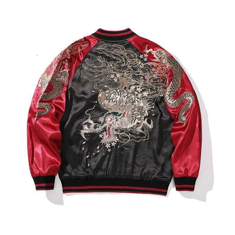 Mardi Hefxessdr Vintage Streetwear Japanese Sukajan Souvenir Spring Chinese Dragon Embroidered Loose Coat Varsity Jacket