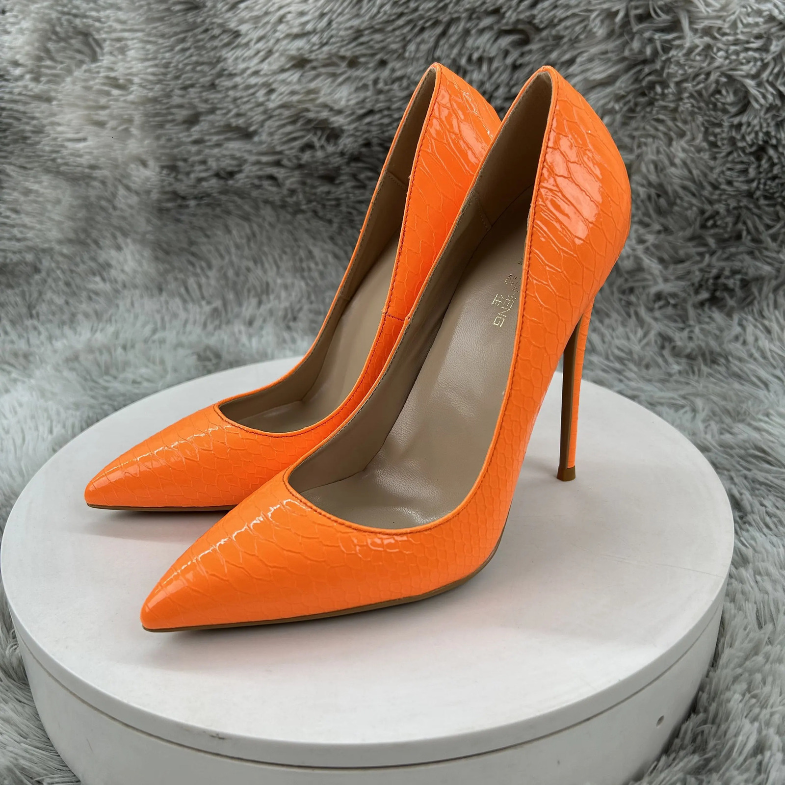 Spring Women Blue Orange Sliver 8cm10cm12cm Thin High Heels Celebrity Dress Party Pumps Female Big Size 3445 Shoes 260208