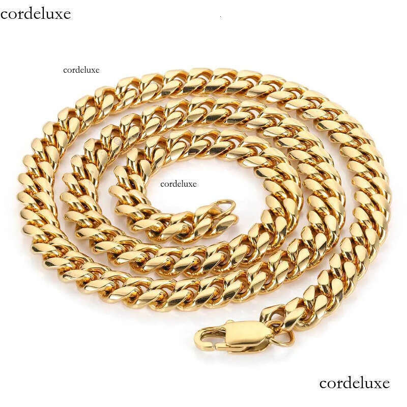 Hip Hop Cuban Link Chain Real Gold Plated Stainless Steel Metal Necklace for Men 4mm 6mm 8mm 1a