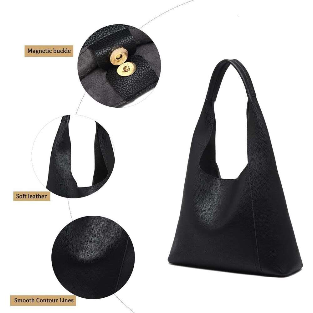 Slouchy Hobo Tote Bags For Women Retro PU Leather Shoulder Handbag Purse Large Capacity Pcs