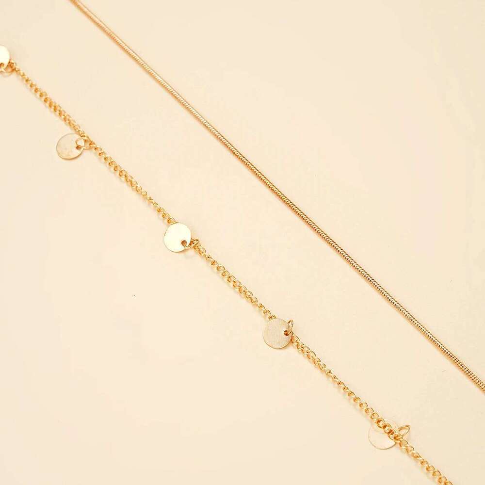 2pcs Round Coin Shape Tassel Pendant Thin Waist Simple Boho Double Layers Body Chain Summer Beach Jewelry Gifts 2024 New X260209