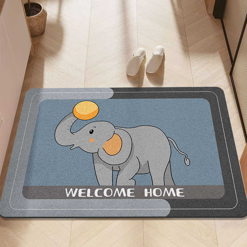 Cartoon Series Entrance Door Mat Dust-Removal and Anti-Abrasion Crystal Velvet Floor Mat for Living Room Hallway and Entryway S260207
