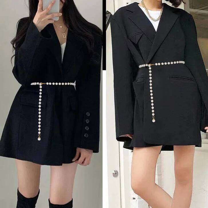 2023 New Sexy Fashion Imitation Pearl Single-layer Belted Dress Accessory Waist Chain Women 8288 X260209