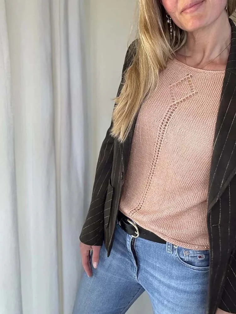 Womens spring and summer round neck woolen vest fashionable versatile casual suitable for daily travel commuting vacat 260130