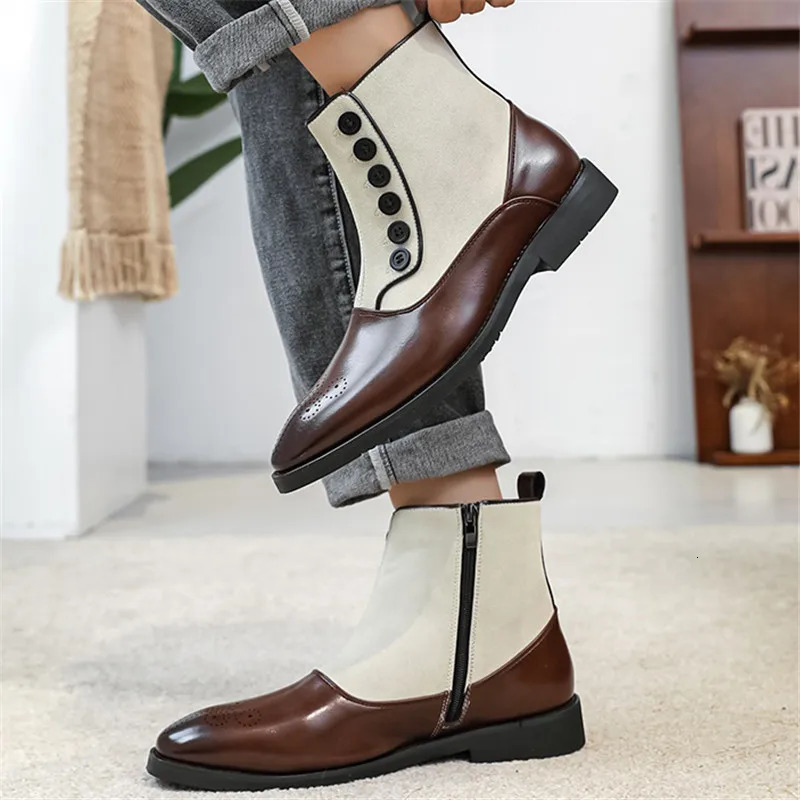 High Tops Winter Fashion Mixed Colors Patchwork Ankle Boots Mens Casual Shoes Zapatos Hombre 260208