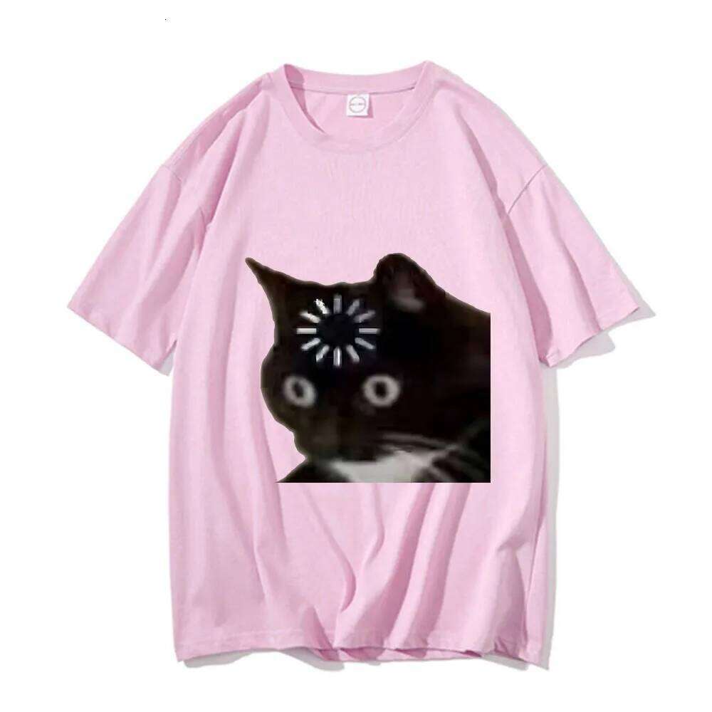 Funny Cat Emotion Print Loose T-shirt Kawaii Summer Fashion Short Sleeve Y2k Women's Clothes Aesthetic Outfits Graphic T Shirts X260209