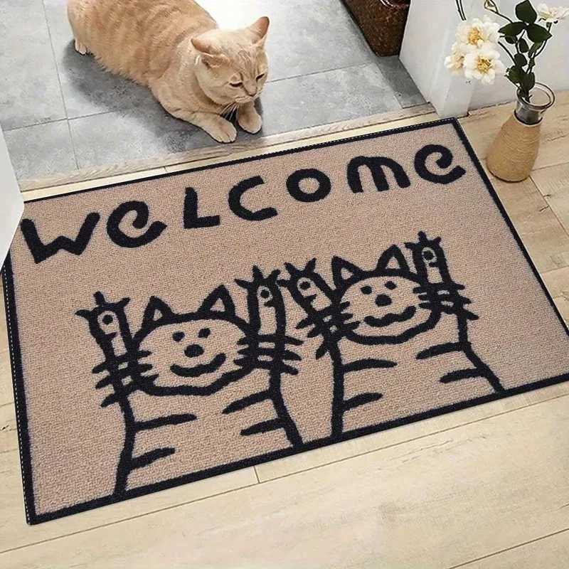 VIKAMA Cute Cat Non-Slip Absorbent Kitchen Bathroom Mat Cartoon Pet Mat Perfect for Living Room Bedroom Home Decor Gift S260207