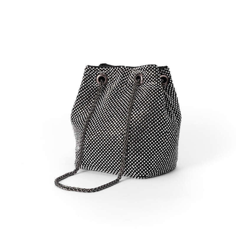 Snake Bone Chain Single Shoulder Crossbody New Small For Women Shiny Fashion Socialite Rhinestone Bucket Bag