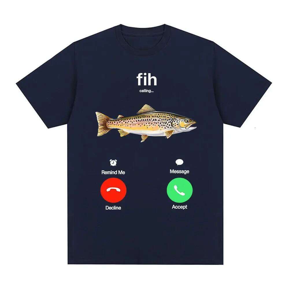 Divertido Fih llamando recordareme mensaje se acepta llamada telefnica camisetas pescado traje de Fishman camiseta X260209