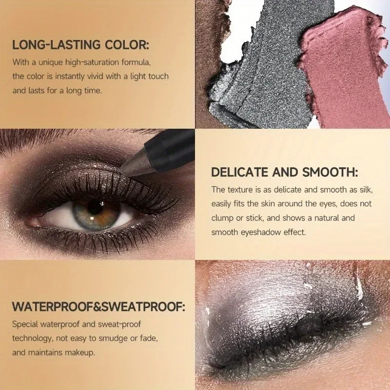 Metallic Eyeshadow Stick Double EndedShimmer Highlighter Pigment Pearlescent Silkworm Eyeshadow Pen Makeup 260126