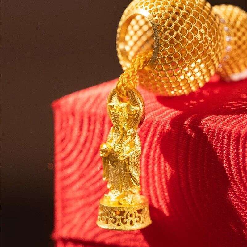 Traditional Light Luxury High-End Feel Gold Filigree Gourd Pendant Bag Charm Fortune God Chinese Style Exquisite Necklace For Elderly Women