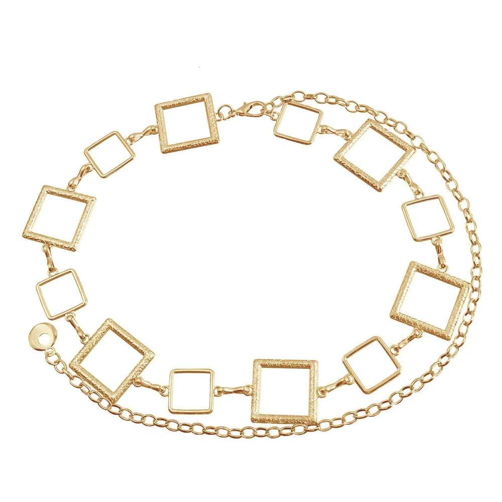 Jewelry Personalized Hip Hop Geometric Square Metal Chain Fashion Dress Waist Cincher Versatile Accessories X260209