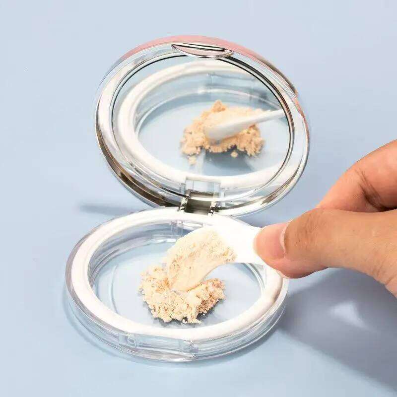 1 empty container with puff, plastic compact cosmetics, refillable powder puff box, loose 26L0209