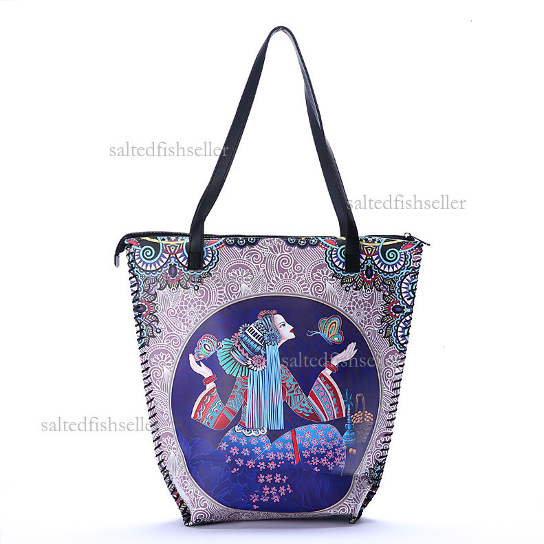 2026 Luxury Retro Ethnic Style Shopping Bag, Fashionable Women's PU Soft Leather Printed Shoulder Bag Hong Kong Style Mommy Handmade Three-dimens