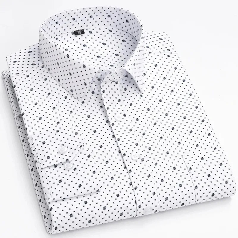 Mens Long Sleeve Shirt High-quality Fashion Casual Print Plaid Stripe Single Pocket Fit Business Formal Office Four Season Top 260208