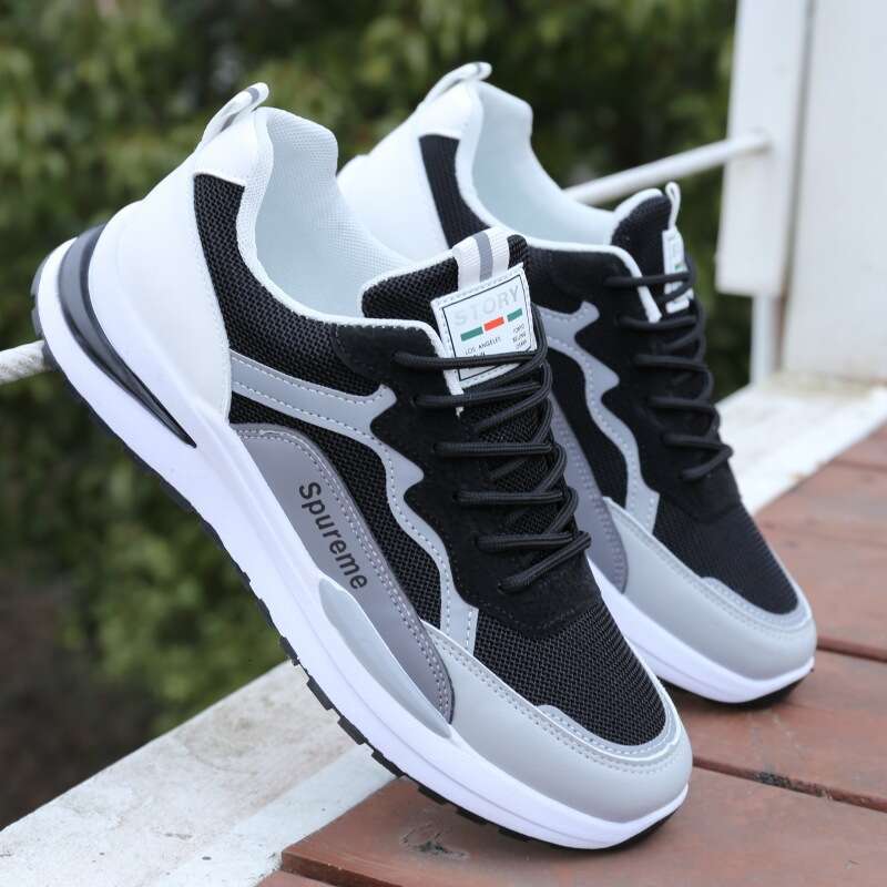 Autumn Breathable 2025 New Men's Mesh Sports Casual Running Student White Dad Height Increasing Shoes