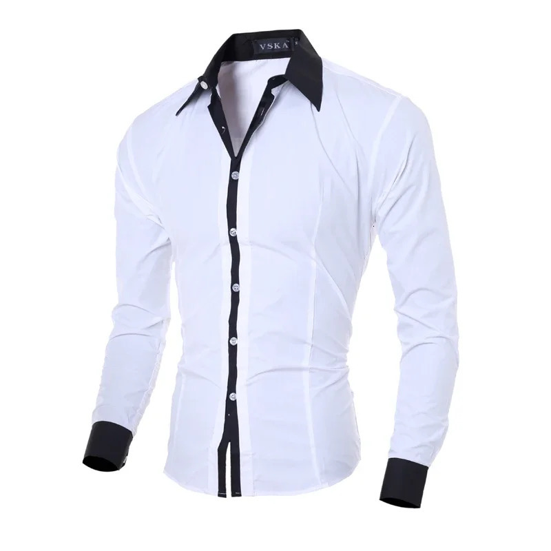 Mens Stripes Shirts Long Sleeved Slim White Social Shirts Casual Male Clothes Business Camisa Masculina Chemise christmas shirt 260208