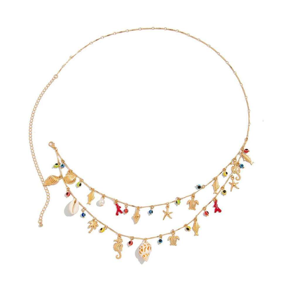 Ingemark Bohemian Conch Seahorse Starfish Pendant Waist For Women Summer Beach Vacation Bikini Body Chain Charm Jewelry X260209
