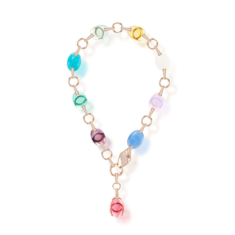 Necklace Autumn Winter New Imitation Colorful Gem Snake Necklace Gold-Plated Necklace Heavy Craft Exaggerated Personality Women's Snake-Shaped Ne