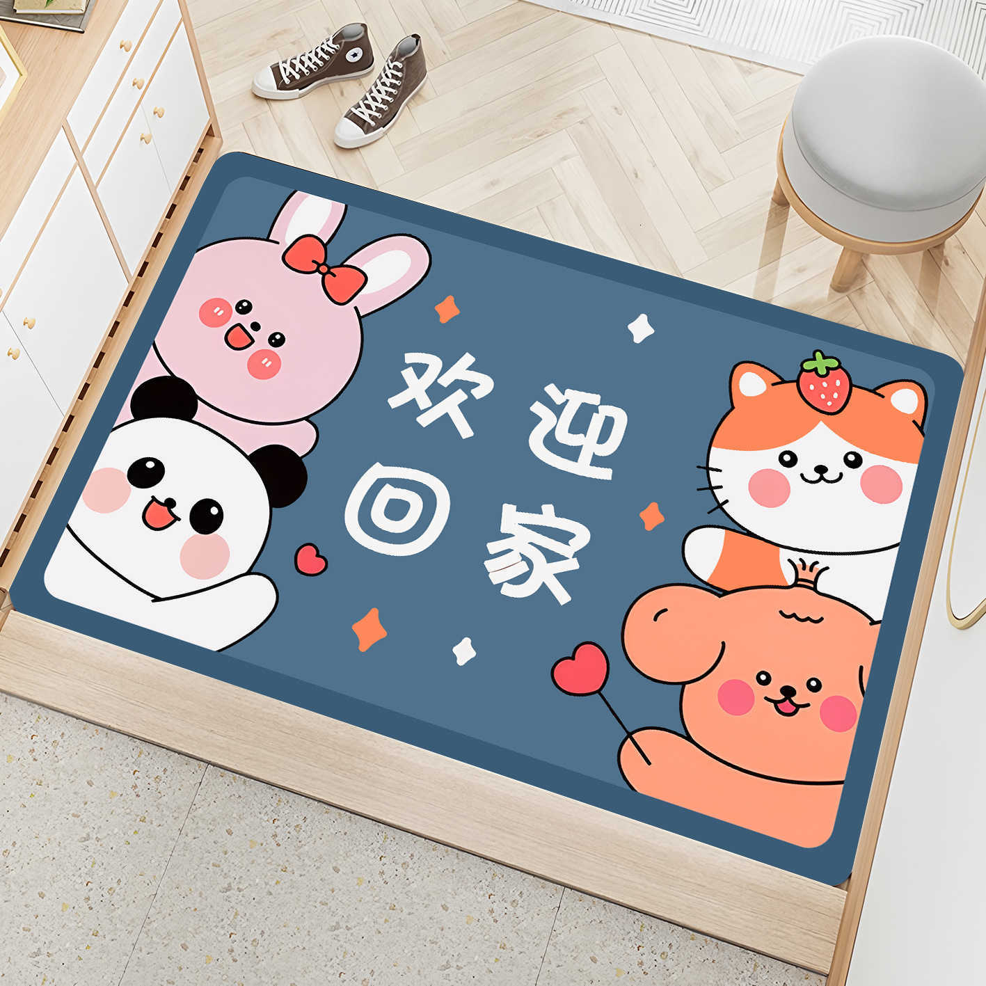 2025 Cute Cartoon New Entryway Doormat Carpet for Home Use Bathroom Non-Slip and Dirt-Resistant Diatomite Soft Mat S260207