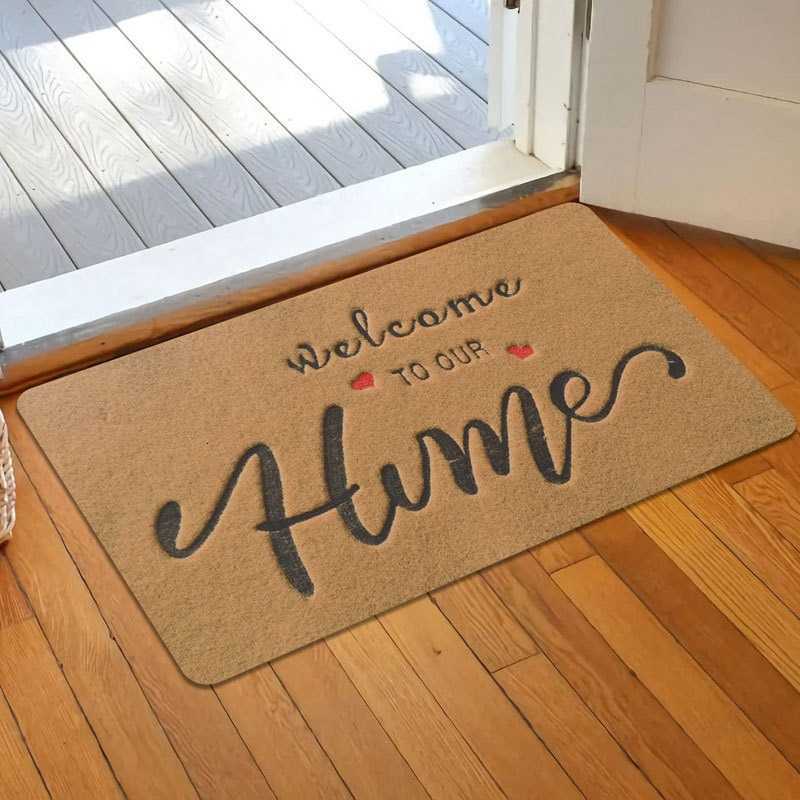 Faux Coconut Palm Doormat Embroidered Entrance Mat Mud Scraper Faux Palm Non-Slip Foot Mat Outdoor Mat S260207