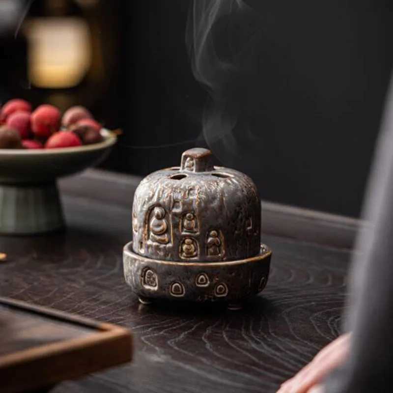 Retro Aromatherapy Burner Chan Dunhuang Coil Incense Holder Creative Art Decoration Fragrance Censer Tea House Ornaments C260209