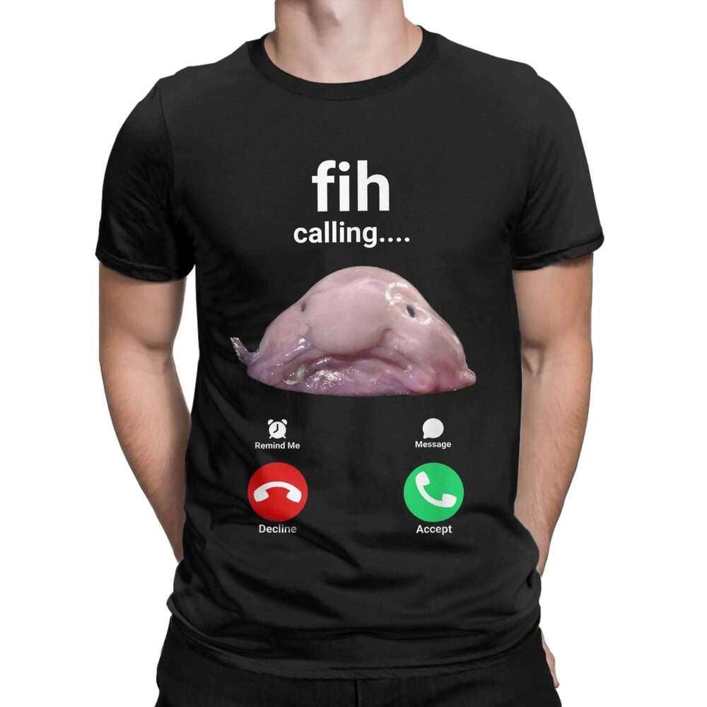 Fih Calling Remind Me Message Cotton T For Couple Vintage T-Shirts Crew Neck Hippie Tee Shirt Oversized Printed Clothing X260209
