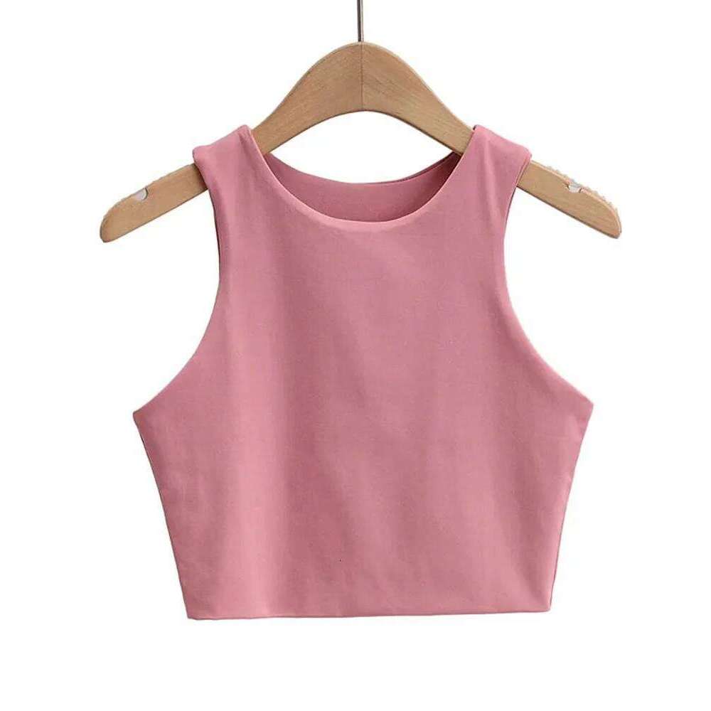 2023 Summer Fashion Women Sexy Slim O-neck Sleeveless Double Nylon Ladies Good Quality Tank Tops 6 Colors 26Y0209