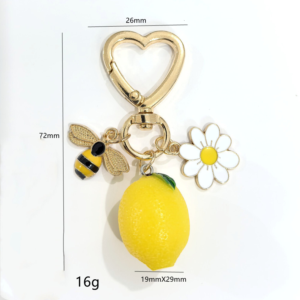Y2K Purse Accessory Hot Sale Sweet Resin Imitation Strawberry Bee Pendant Heart-Shaped Keychain Flower Bag Accessories Pendant