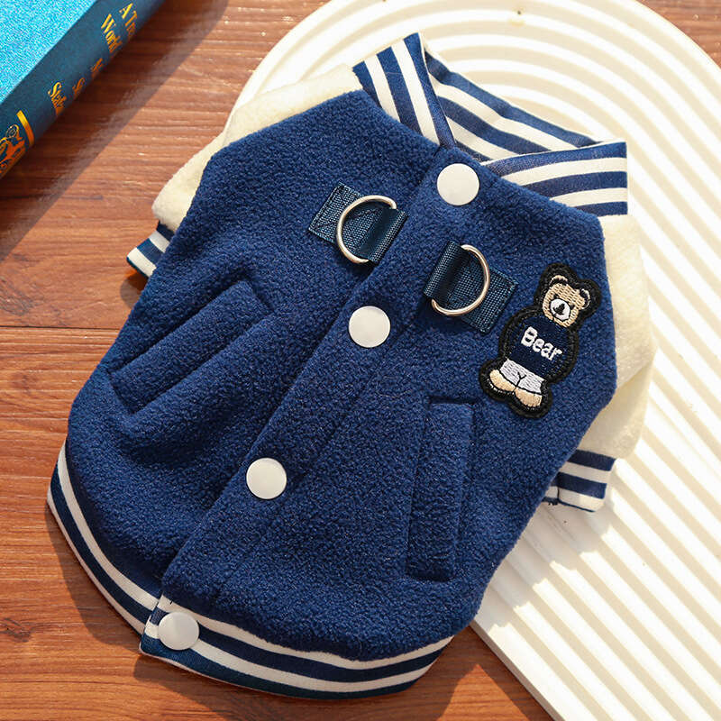 Dog Clothes Baseball Jacket Autumn Winter Fleece Coat Pet Teddy Schnauzer French Bulldog Pug Clothing Supplies