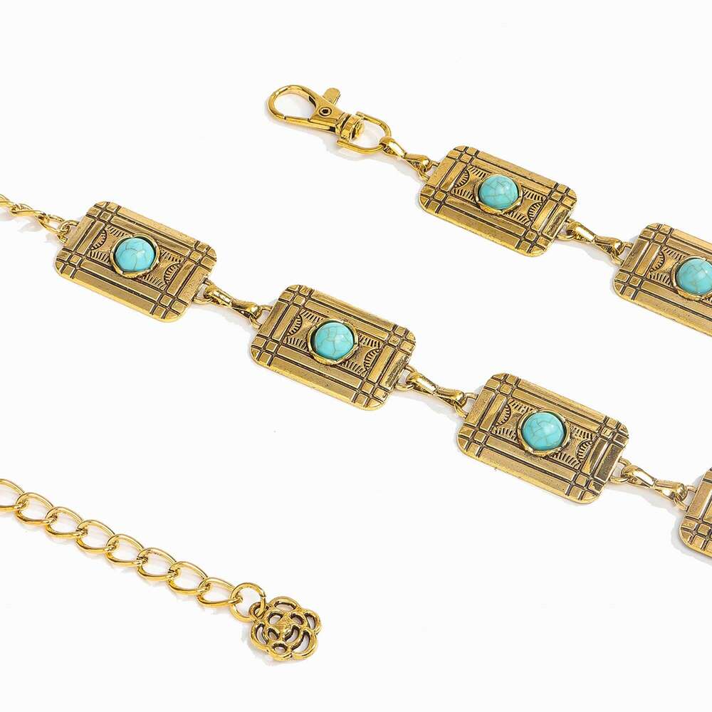 New vintage versatile ethnic-style engraved metal chain for ladies, paired with a flirty skirt and decorative waist chain. X260209