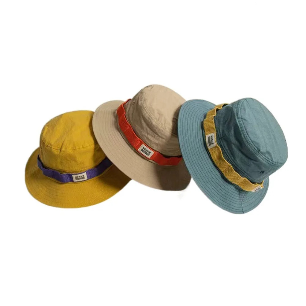 Travel Contrast Vintage Fisherman Hat for Men and Women Summer Outdoor Camping Mountaineering Hat Large Brim Sun Hat 260204